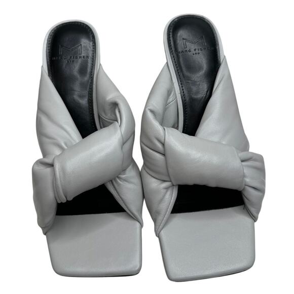 NEW Marc Fisher Dellian Gray Mule Knot Square Toe Slip On Leather Heel, Size 7.5 - Picture 2 of 9